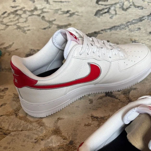 Nike Air Force 1 White, Gray and Red Air Sneakers. New in Box - Picture 5 of 6
